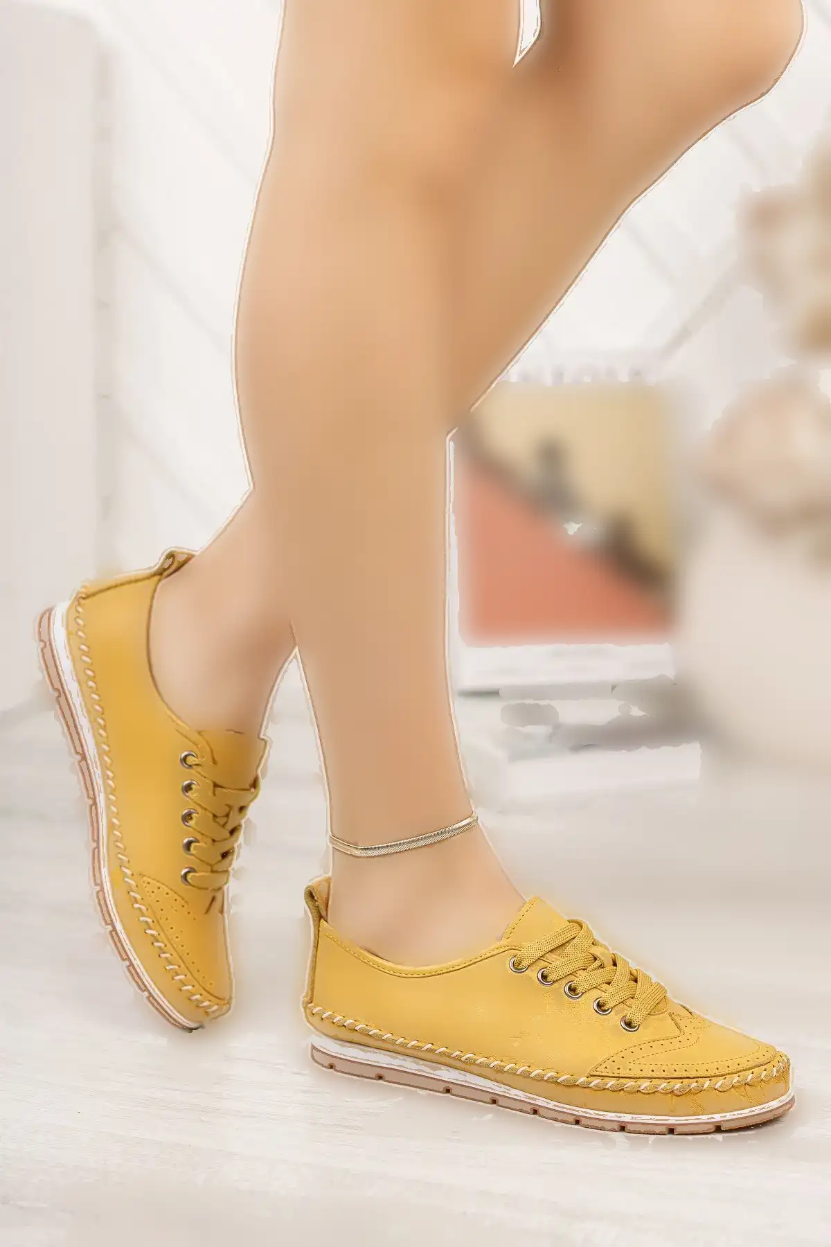 بالرین چرم زنانه چرم اصل چرم زرد Dp16-0061 - 1310 بالرین چرم زنانه چرم اصل چرم زرد Dp16-0061 - 1310