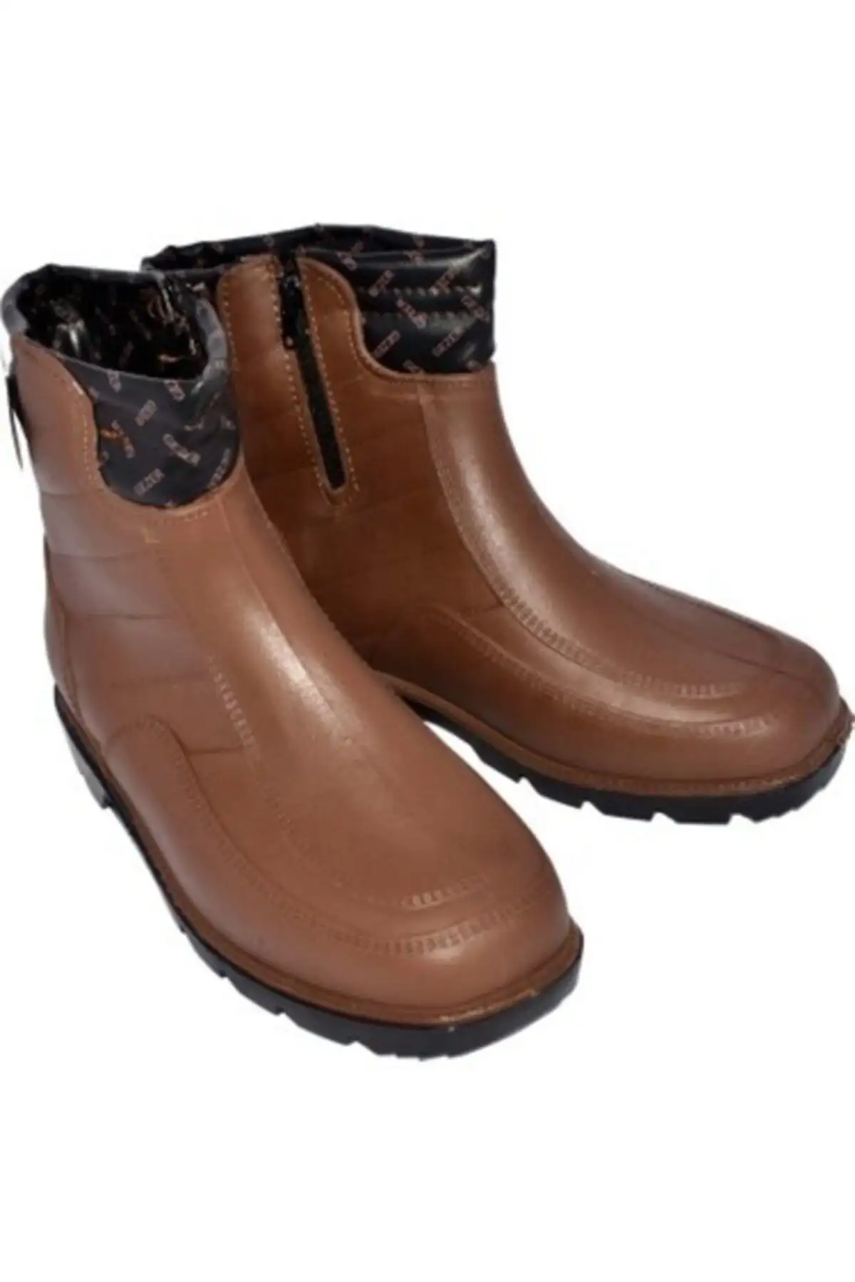 چکمه های لاستیکی با آستر پشمی قهوه ای ضد آب شکارچی-ماهیگیر-کمپر - 1136