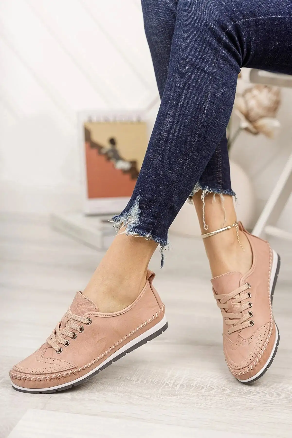 بالرین های چرم زنانه پودر چرم اصل DP16-0061 - 1329 بالرین های چرم زنانه پودر چرم اصل DP16-0061 - 1329