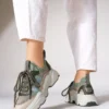 کفش ورزشی زنانه کتانی با کفی بالا Volente khaki - 31