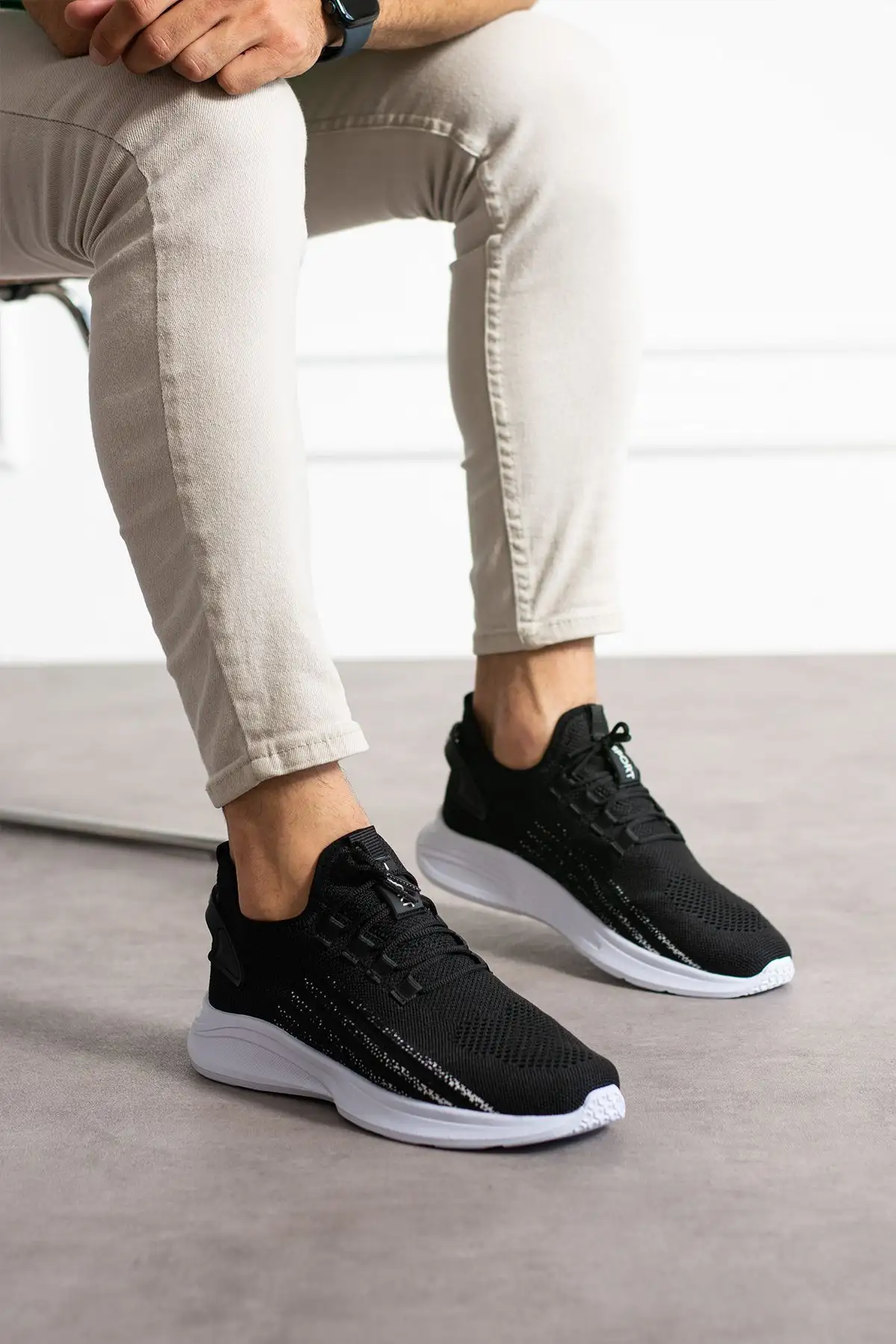 کفش بافتنی یونیسکس سفید مشکی - 736 کفش بافتنی یونیسکس سفید مشکی - 736