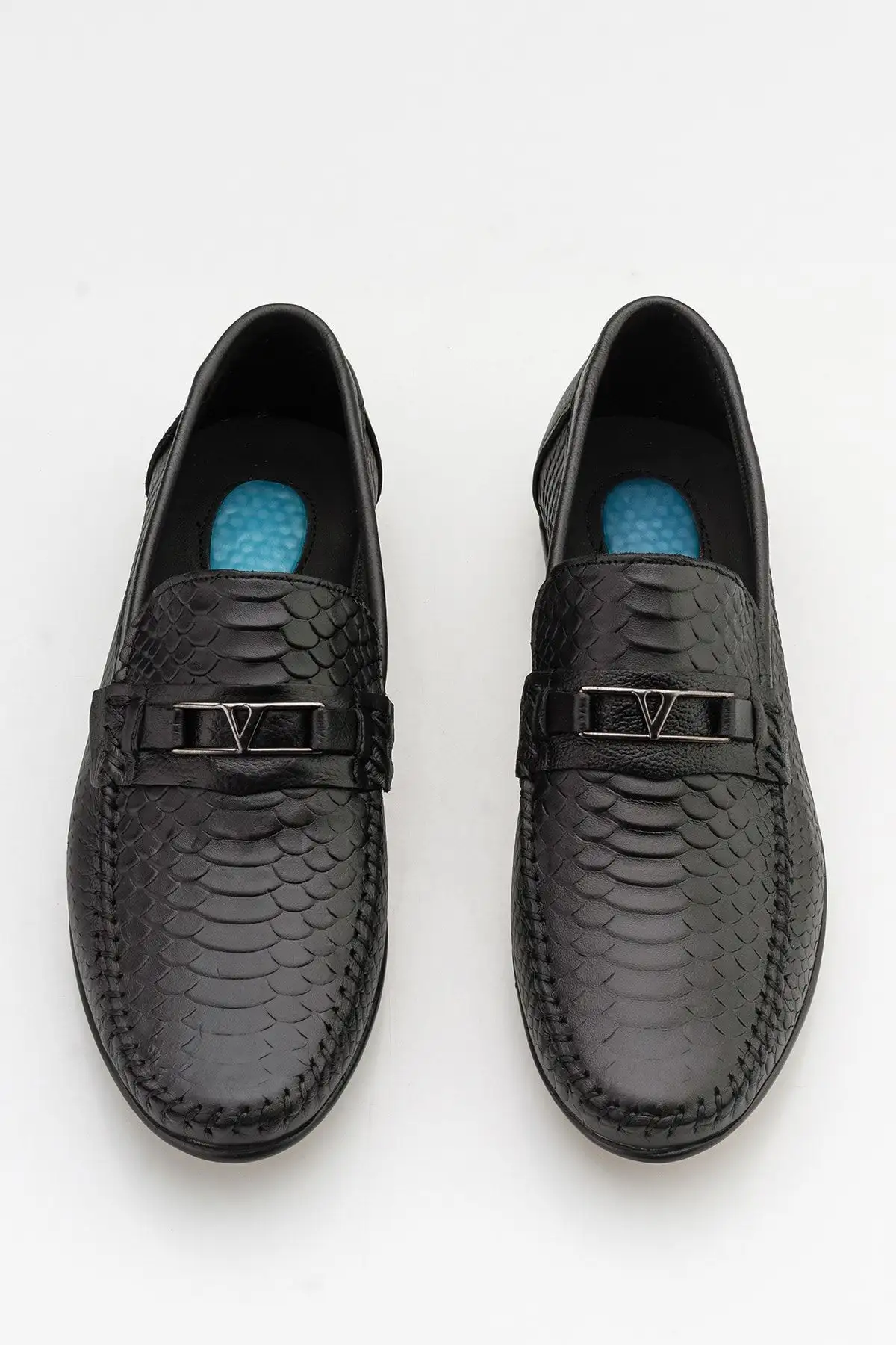 ژل چرم اصل مردانه مشکی کفش راحتی روزانه لوفر - 717