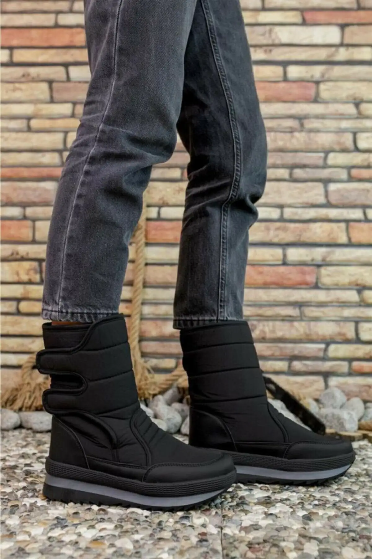 چکمه های برفی Unisex Furry Daily Velcro - مشکی - 1033 چکمه های برفی Unisex Furry Daily Velcro - مشکی - 1033