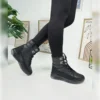 چکمه های برفی زنانه مشکی دودی Shearling زنانه بنددار زیپ دار راحت و راحت 815 - 1032