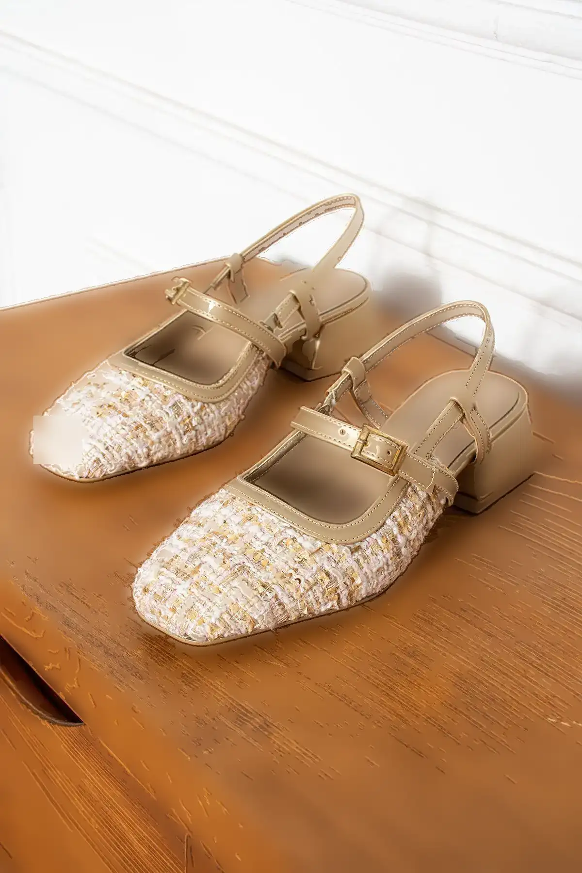 کفش بالرین پاشنه دار زنانه پاشنه دار پارچه ای پارچه ای رنگارنگ آلیسا