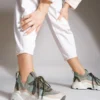 کفش ورزشی زنانه کتانی با کفی بالا Volente khaki - 31