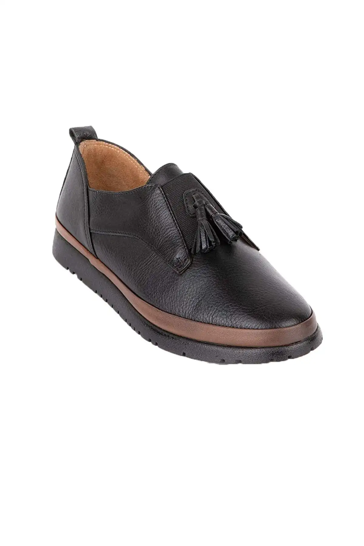 کفش راحتی چرم زنانه مشکی چرم اصل Dp06-4106 - 1321