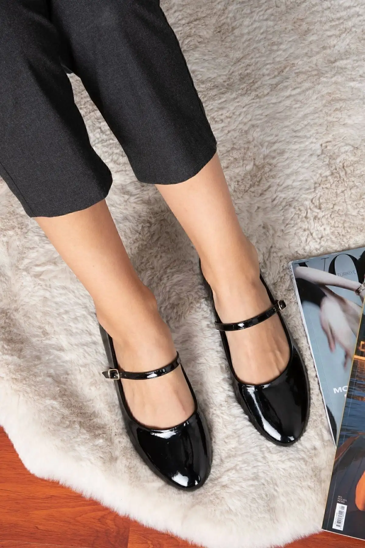 بالرین های سگک دار بنددار چرمی مشکی 5390 - 795 بالرین های سگک دار بنددار چرمی مشکی 5390 - 795