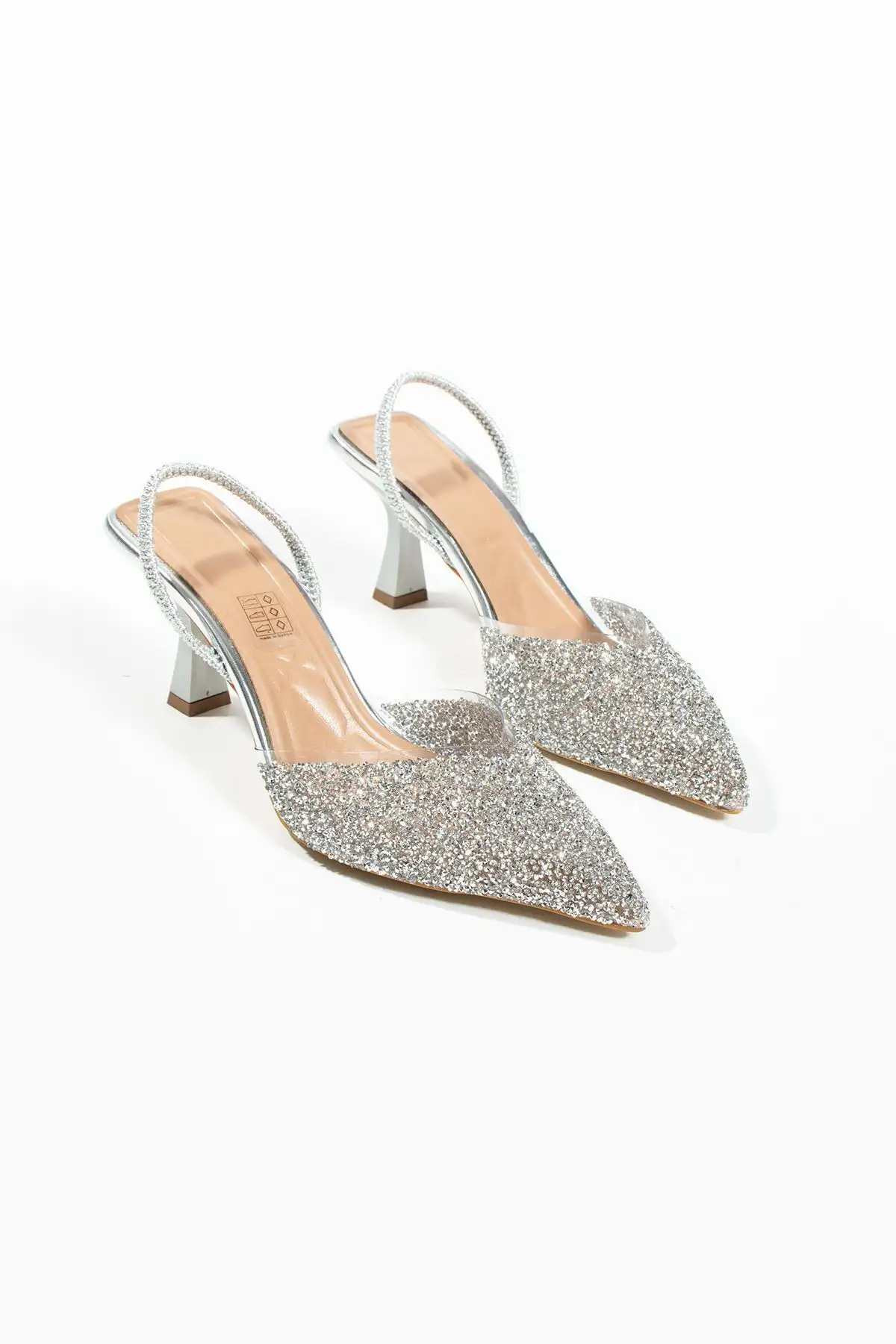 کفش پاشنه دار پشت باز با جزئیات خرده شیشه لندن - 444 کفش پاشنه دار پشت باز با جزئیات خرده شیشه لندن - 444