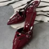 رکاب زنانه کلارت قرمز لاک چرمی - 423