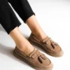 کفش راحتی زنانه چرم اصل Suma tan Suede - 845