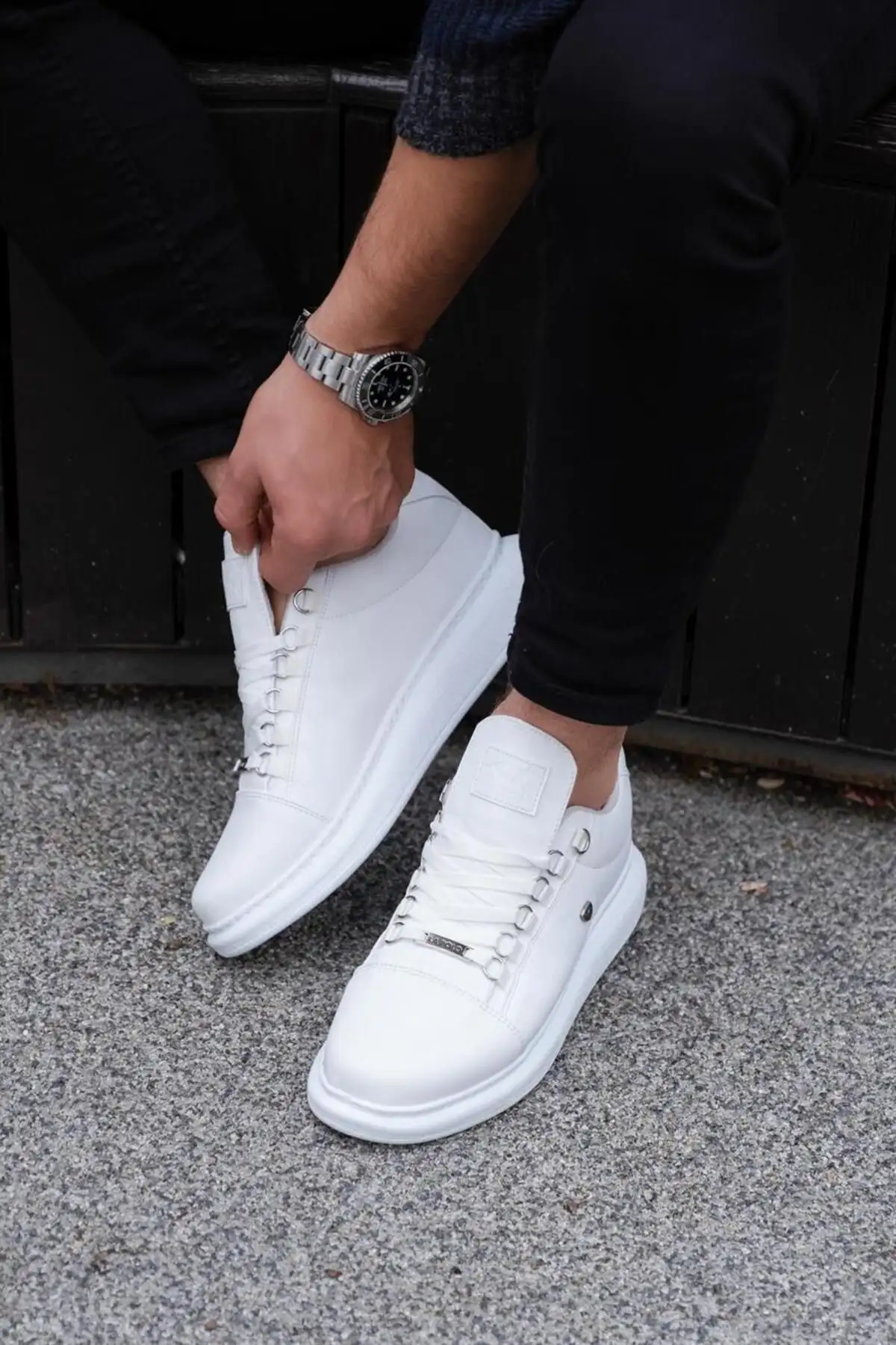 کفش راحتی مردانه زیره سفید رنگ سفید 055 - 517 کفش راحتی مردانه زیره سفید رنگ سفید 055 - 517