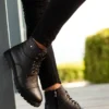نیم بوت مشکی غیررسمی با داخل خز، تضمینی سرد و ضد آب، زیره لاستیکی ضد لغزش محکم - 73