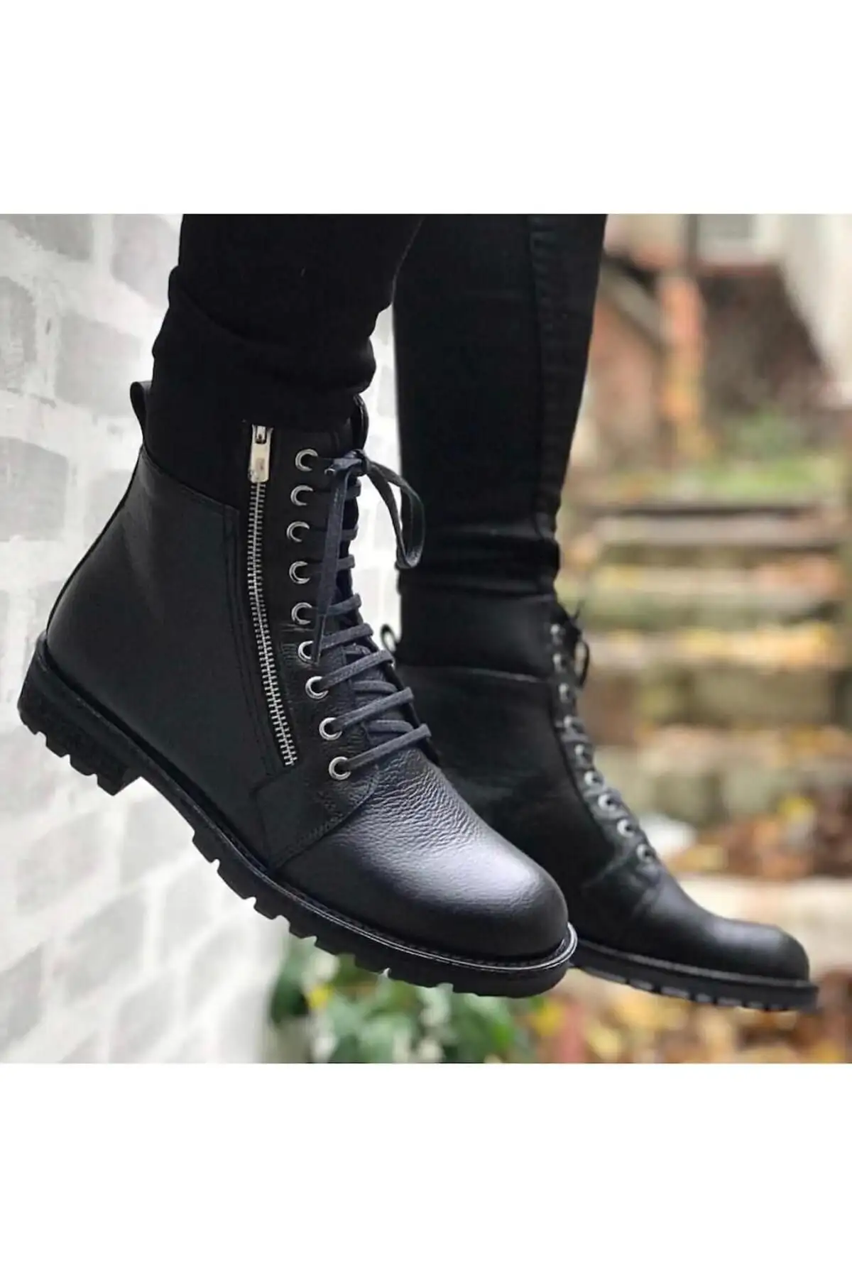 چکمه مردانه چرم اصل نظامی زیپ دار Tt103 - 485 چکمه مردانه چرم اصل نظامی زیپ دار Tt103 - 485