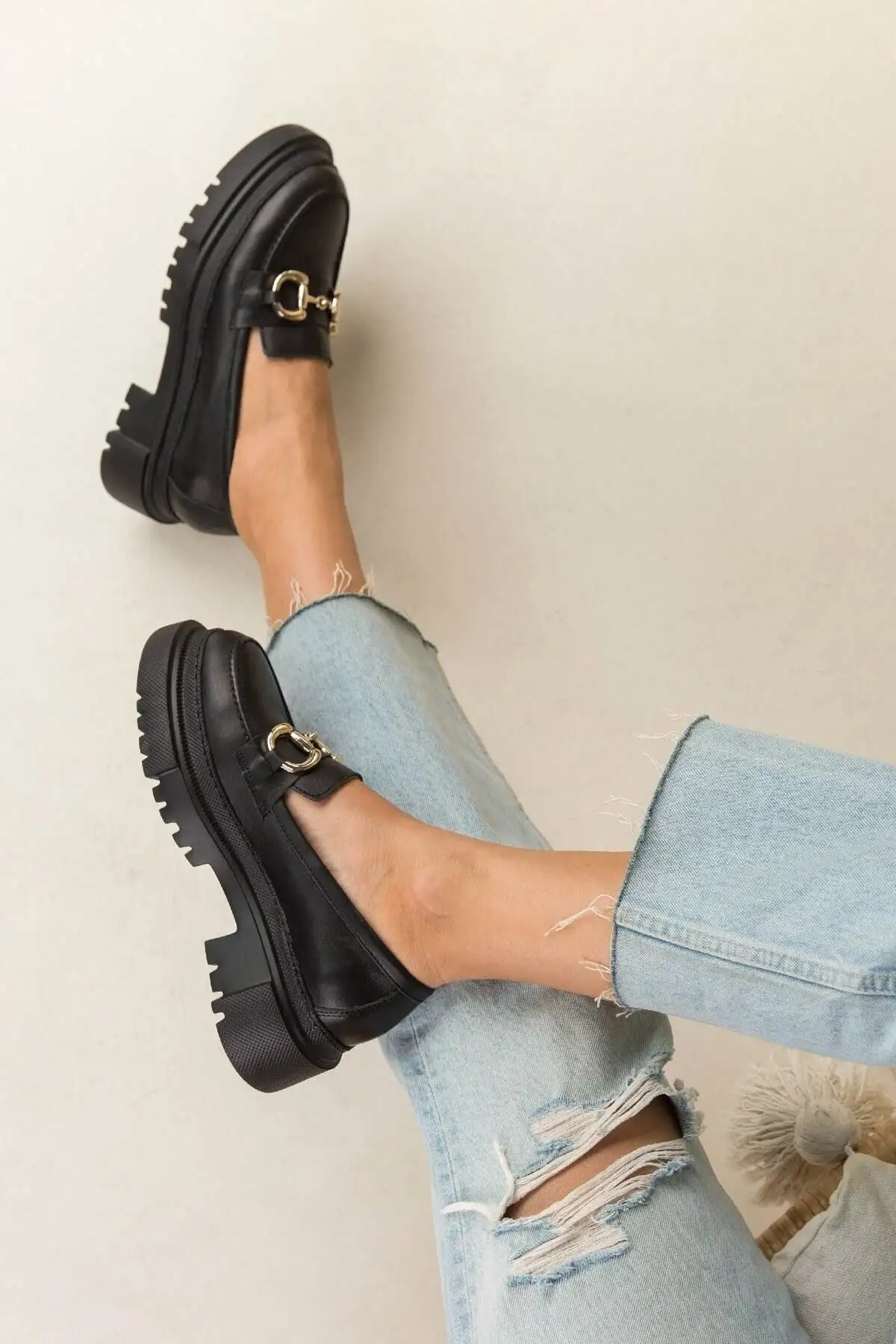 کفش ضخیم زنانه موکاسین لوفر Gld - 778 کفش ضخیم زنانه موکاسین لوفر Gld - 778