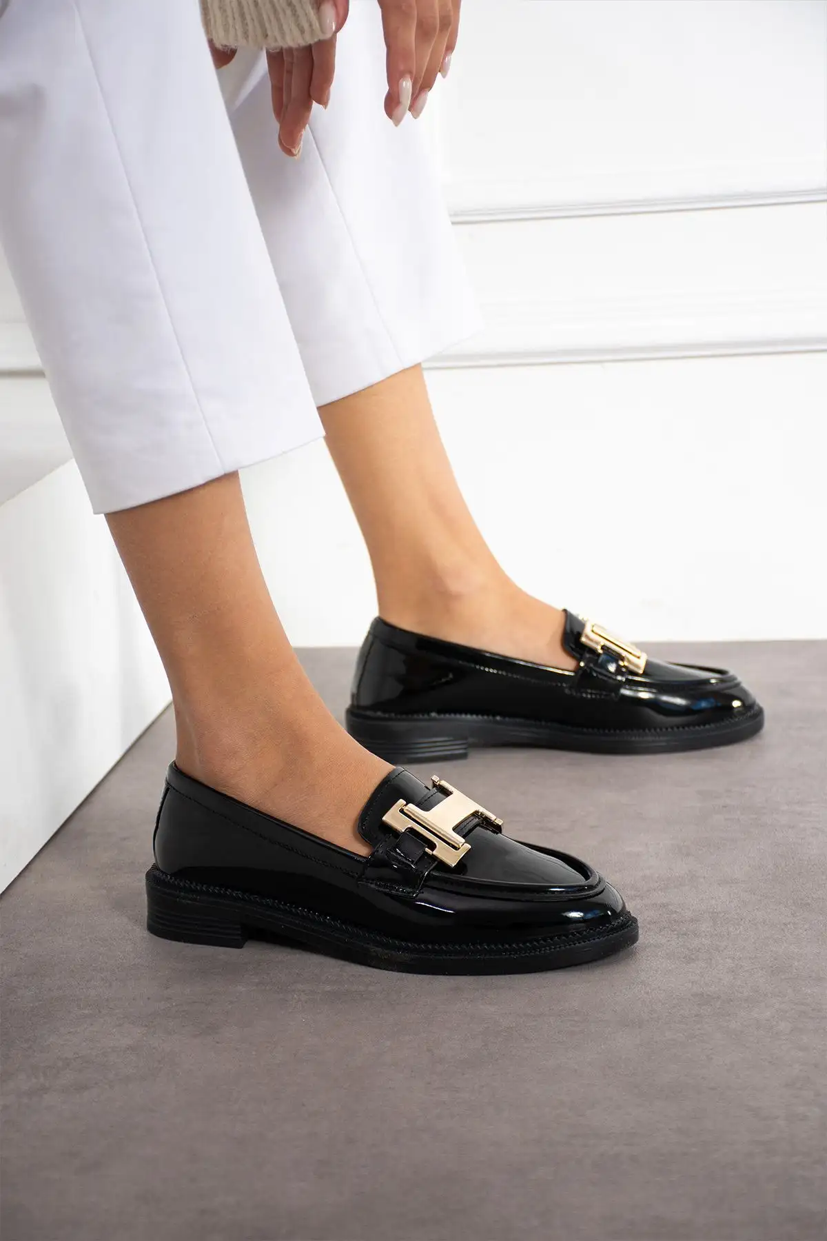 چرم مشکی زنانه راحت روزانه آکسفورد کالوانیزه کالوانیزه کفش کلاسیک لوفر با کیفیت - 856 چرم مشکی زنانه راحت روزانه آکسفورد کالوانیزه کالوانیزه کفش کلاسیک لوفر با کیفیت - 856