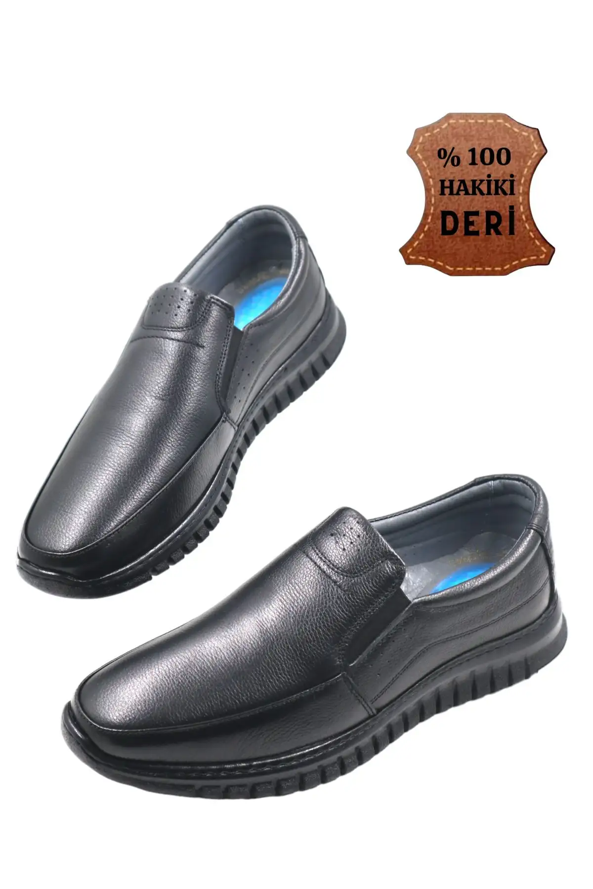 ژل مردانه چرم اصل کفش راحتی مشکی - 516