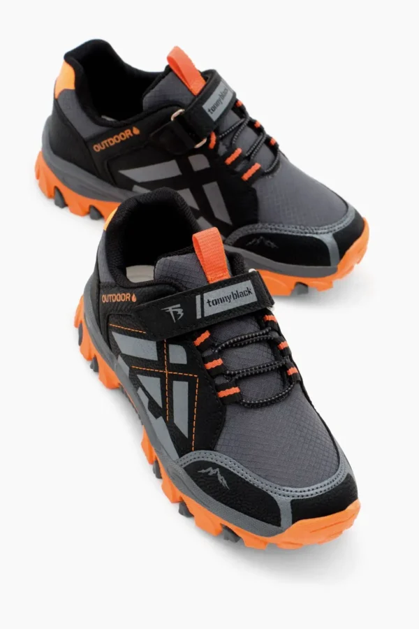 کفش نارنجی دودی یونیسکس ترمو کفی آب گریز پارچه Velcro Trekking - 159