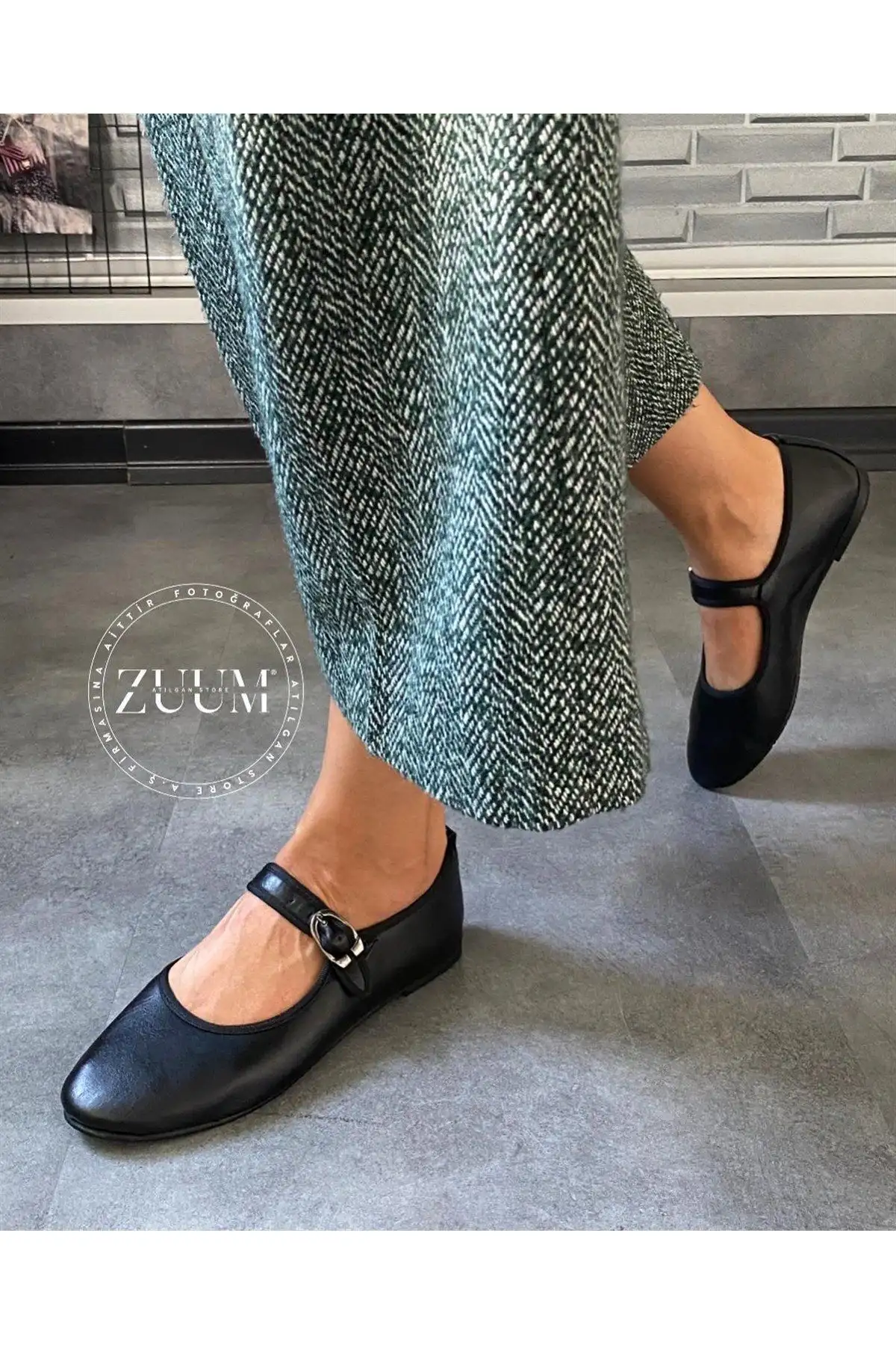 بیس مری جین بالرین بالرین تخت زنانه - چرم مشکی - 1290 بیس مری جین بالرین بالرین تخت زنانه - چرم مشکی - 1290