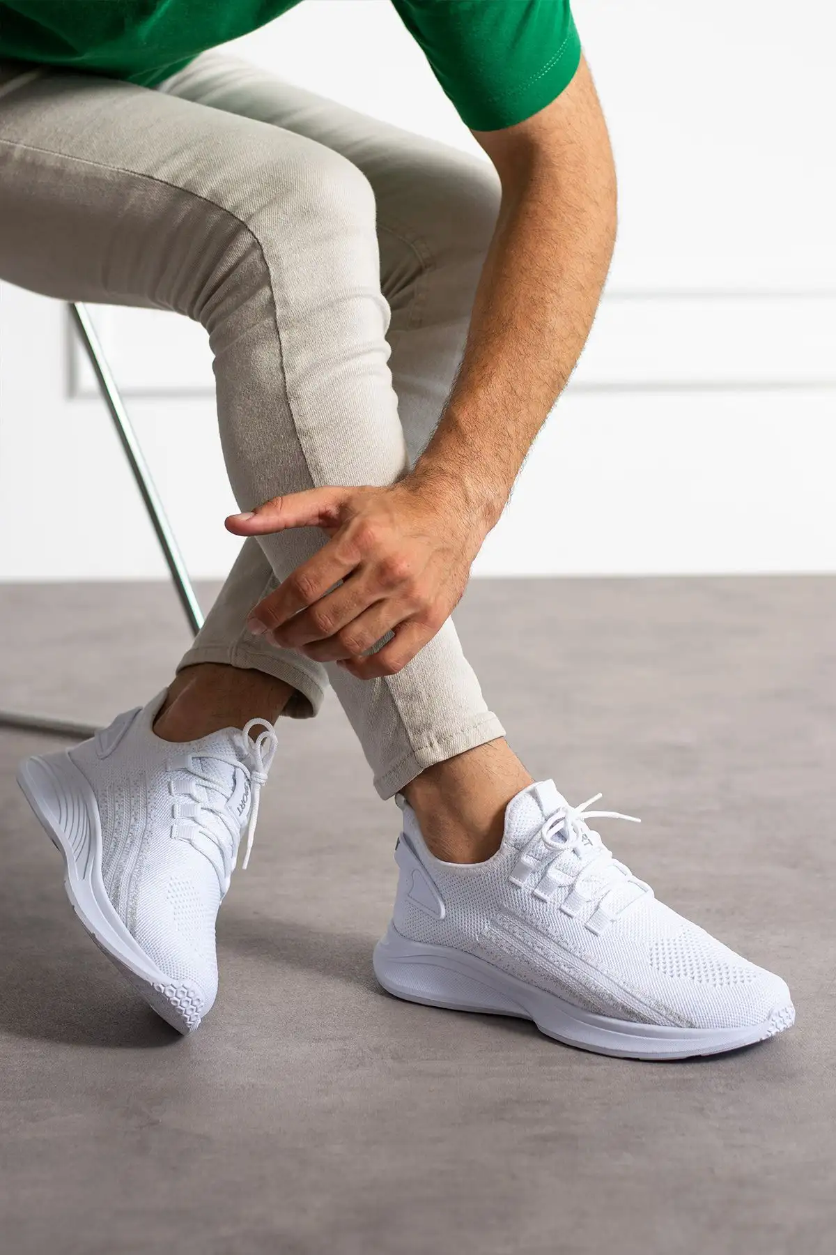 کفش بافتنی سبک واکینگ مردانه سفید - 743 کفش بافتنی سبک واکینگ مردانه سفید - 743