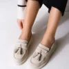 کفش راحتی زنانه چرم اصل سوما بژ جیر - 1279