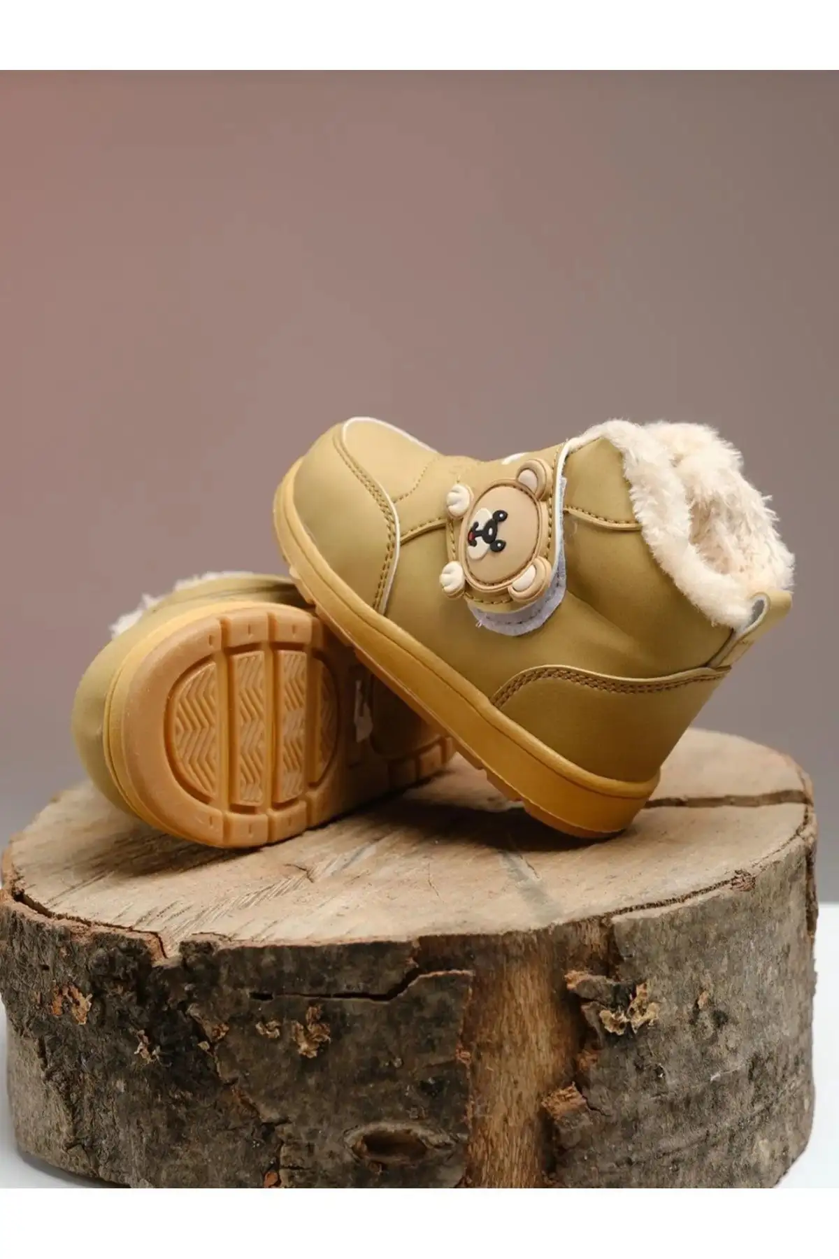 کفش زمستانی بچه گانه آناتومیک با پشم و خز داخل، نوار چسب، ضد آب - 203