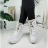چکمه های برفی خزدار زنانه Daily White Bootie 815 - 1000 کف ضخیم زیپ دار بنددار