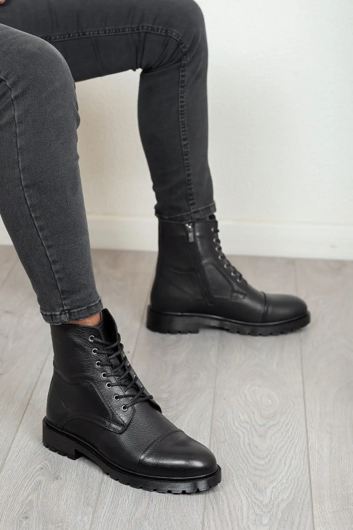 D402 چرم اصل چکمه های زمستانی مردانه لاستیکی ضد سرما - 71 D402 چرم اصل چکمه های زمستانی مردانه لاستیکی ضد سرما - 71