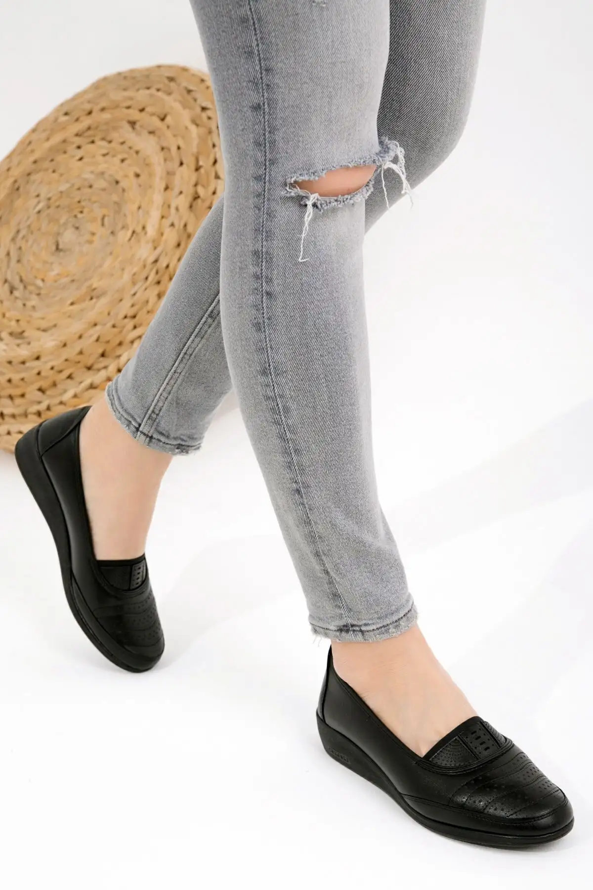 کفش کلاسیک زنانه مشکی Ayzen کفش مادر ارتوپدی کفش مادر بالرین کفش راحتی - 788 کفش کلاسیک زنانه مشکی Ayzen کفش مادر ارتوپدی کفش مادر بالرین کفش راحتی - 788