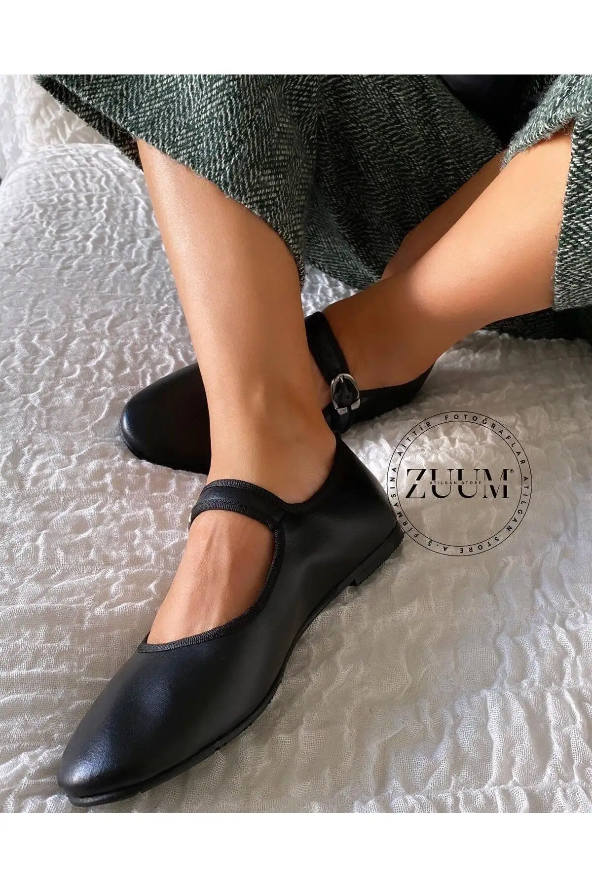 بیس مری جین بالرین بالرین تخت زنانه - چرم مشکی - 1290 بیس مری جین بالرین بالرین تخت زنانه - چرم مشکی - 1290