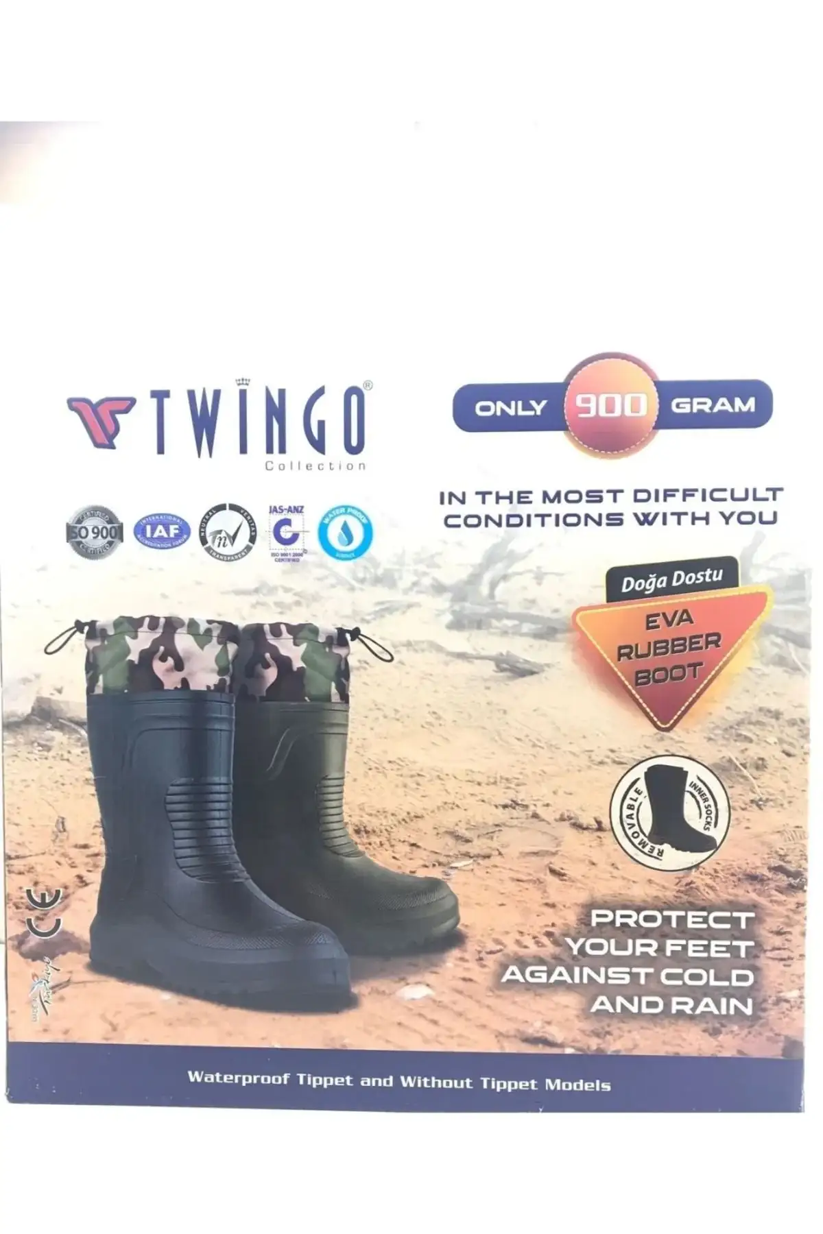 چکمه های برفی مردانه خاکی ضد آب Eva Sole Hunter Fisherman Biker Courier Rain Snow Boots با جوراب حرارتی - 1137 چکمه های برفی مردانه خاکی ضد آب Eva Sole Hunter Fisherman Biker Courier Rain Snow Boots با جوراب حرارتی - 1137