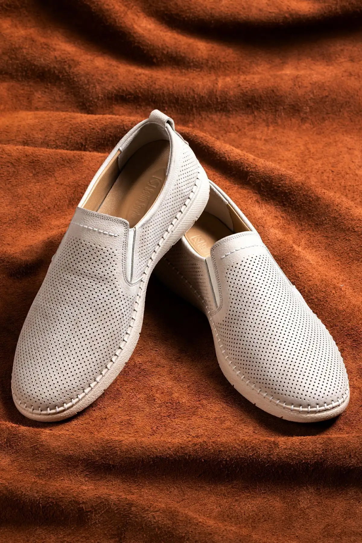 کفش چرم اصل مردانه، کفش 100% چرم، کفش تابستانی ارتوپدی بژ - 709