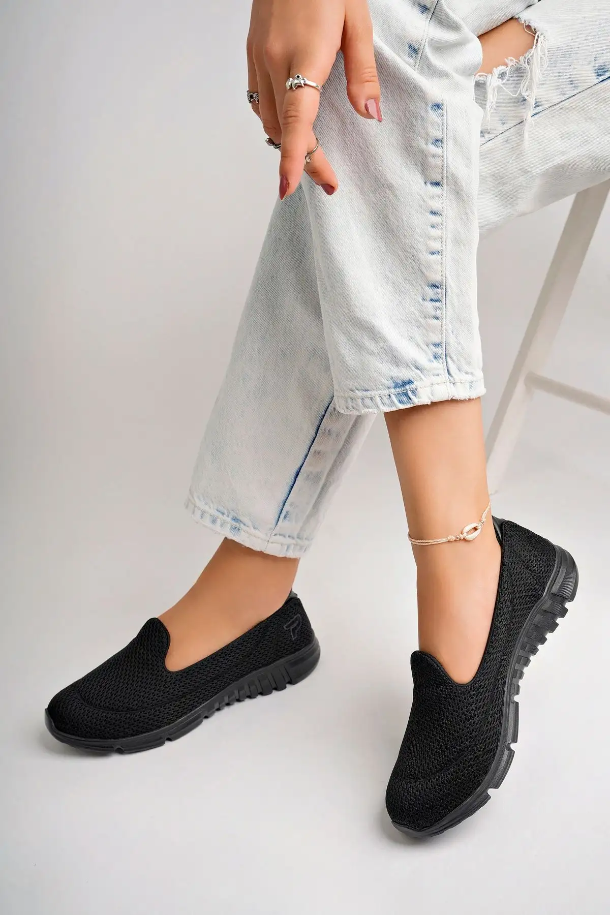 کفش پیاده روی بالرین اسپرت زنانه مشکی مشکی Dp23-0201 - 793 کفش پیاده روی بالرین اسپرت زنانه مشکی مشکی Dp23-0201 - 793