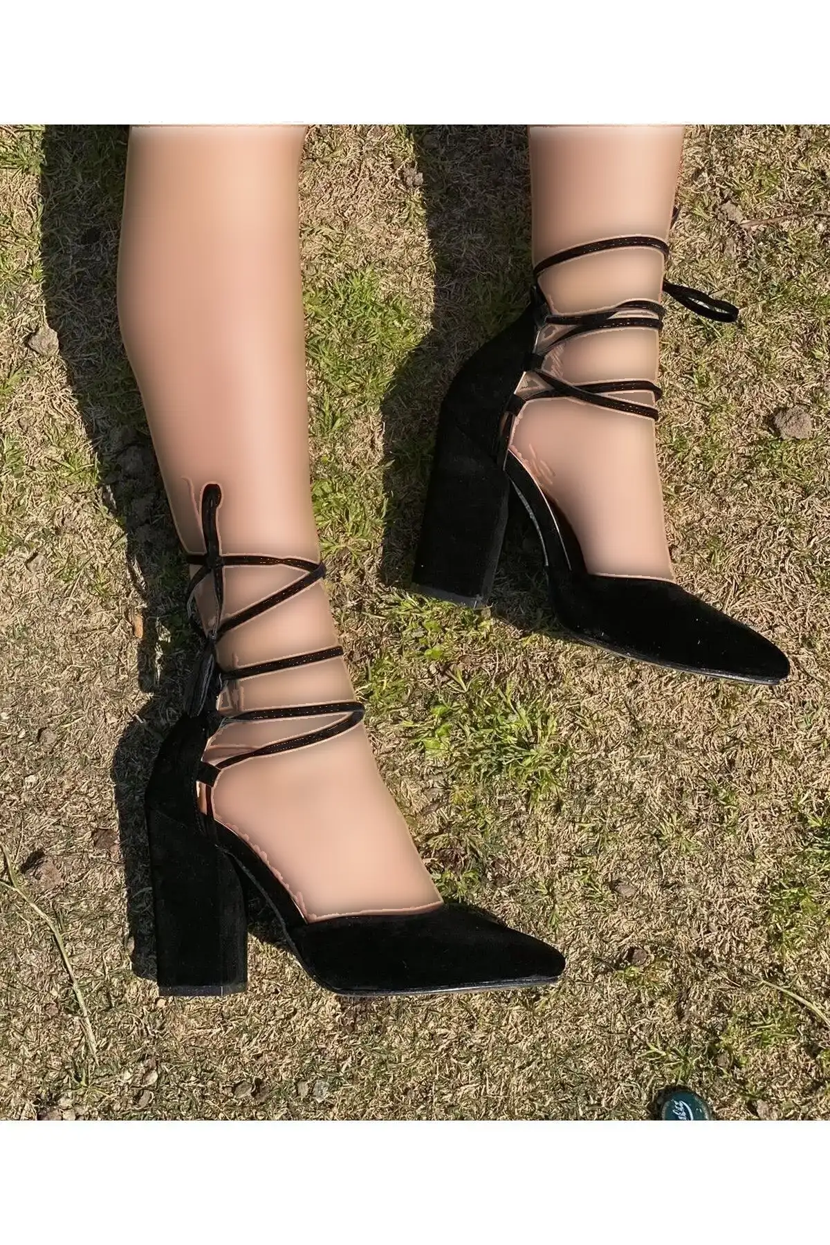 کفش پاشنه دار جیر مشکی بنددار جدید - 454 کفش پاشنه دار جیر مشکی بنددار جدید - 454