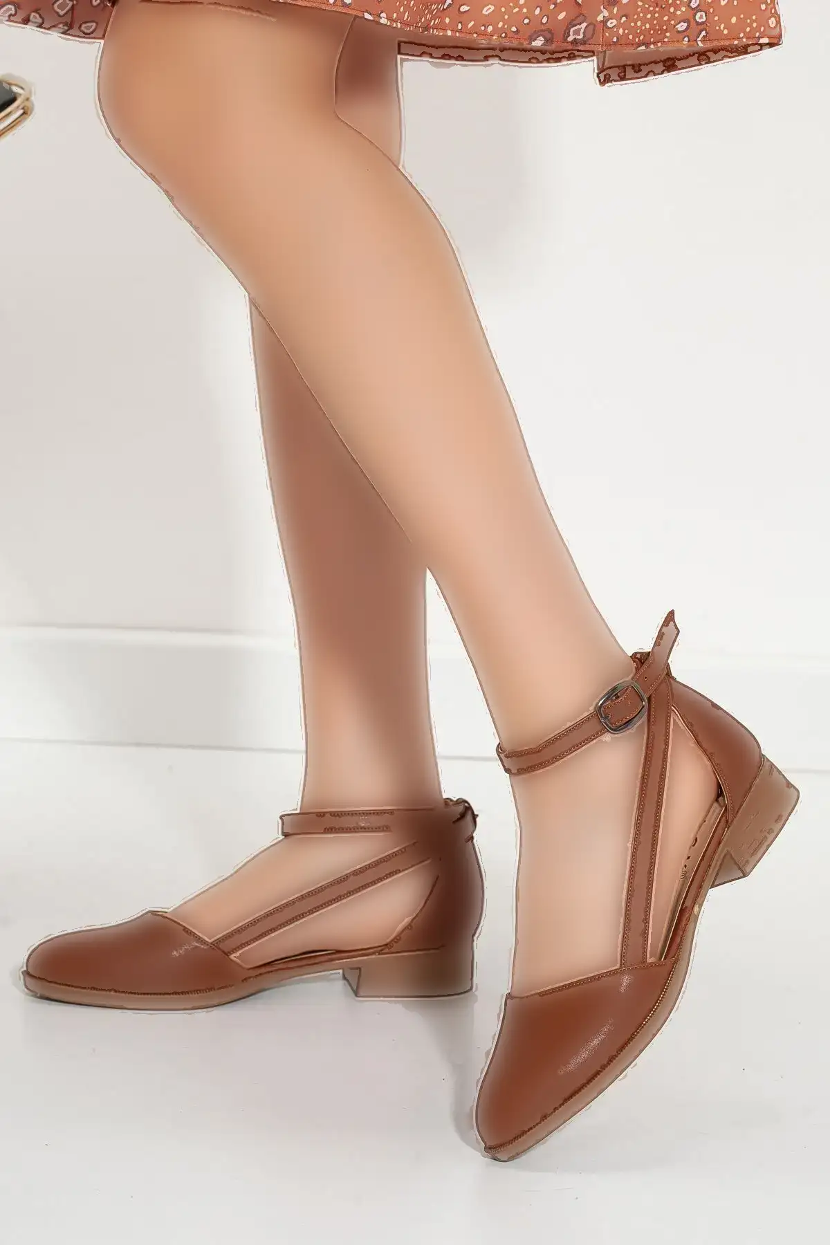 کفش پوست پاشنه پایین Rayna قهوه ای - 1286 کفش پوست پاشنه پایین Rayna قهوه ای - 1286