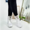 چکمه های برفی خزدار زنانه Daily White Bootie 815 - 1000 کف ضخیم زیپ دار بنددار