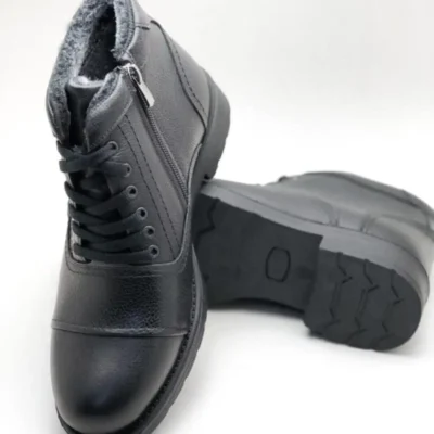 چکمه های زمستانی مردانه چرم اصل مقاوم در برابر سرما و آب با خز داخلی - 515