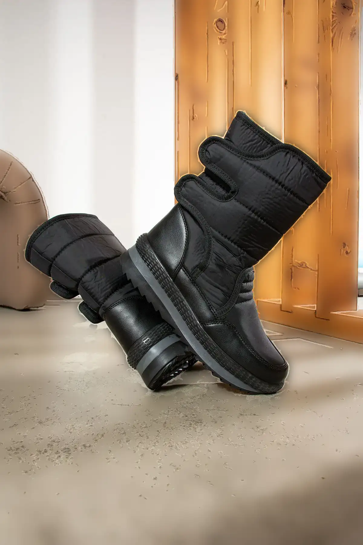 زنانه روزانه - چکمه های برفی مشکی مردانه بزرگسال با خز داخل، نوار چسب، کفش ضد لغزش 802 - 88 زنانه روزانه - چکمه های برفی مشکی مردانه بزرگسال با خز داخل، نوار چسب، کفش ضد لغزش 802 - 88