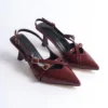 گیلاس قرمز Claret قرمز لاکی چرم نوک تیز سگک کفش پاشنه دار - 424