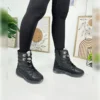 چکمه های برفی زنانه مشکی دودی Shearling زنانه بنددار زیپ دار راحت و راحت 815 - 1032