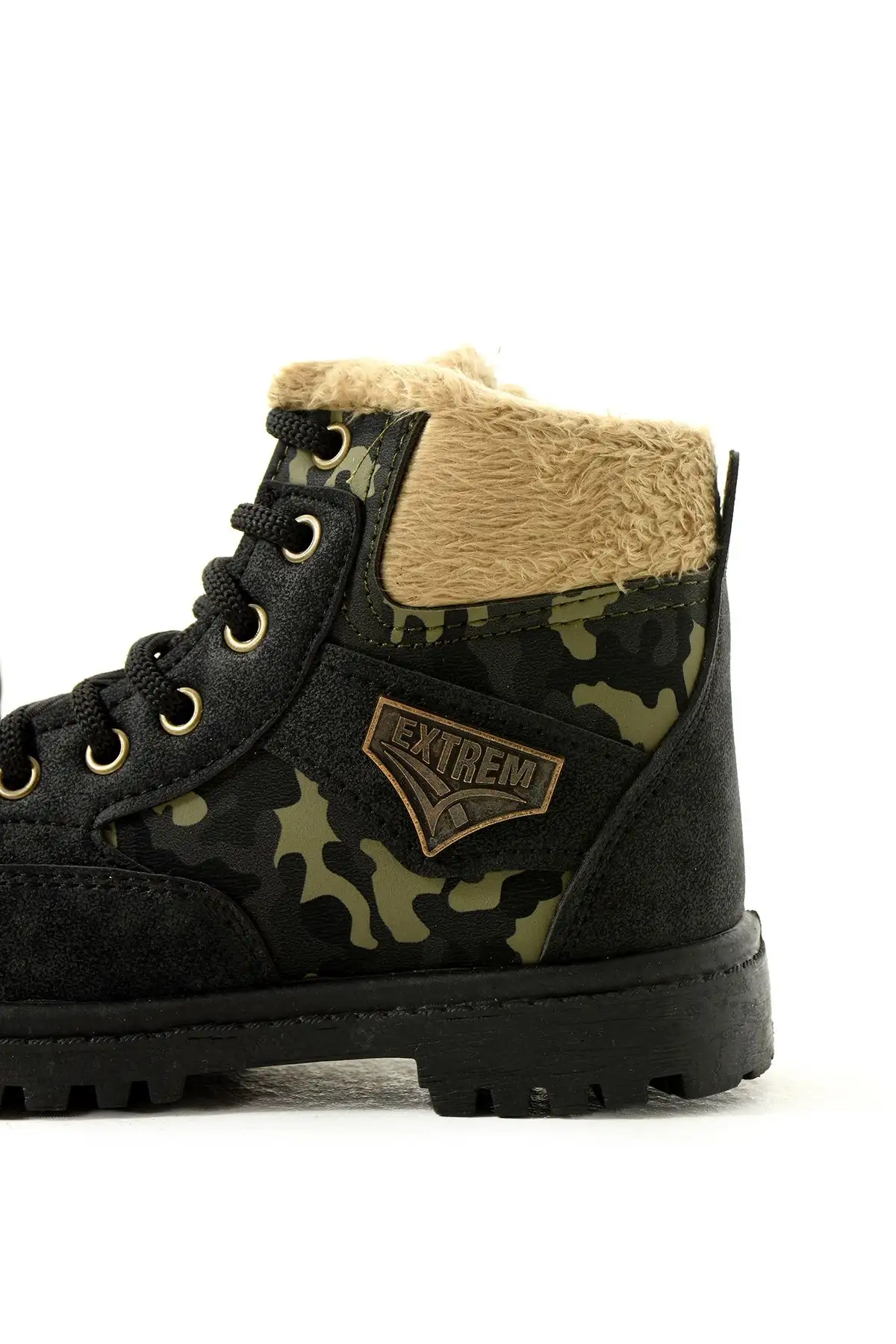 چکمه های کژوال زمستانی زیپ دار پشمی استتار خاکی - 166 چکمه های کژوال زمستانی زیپ دار پشمی استتار خاکی - 166