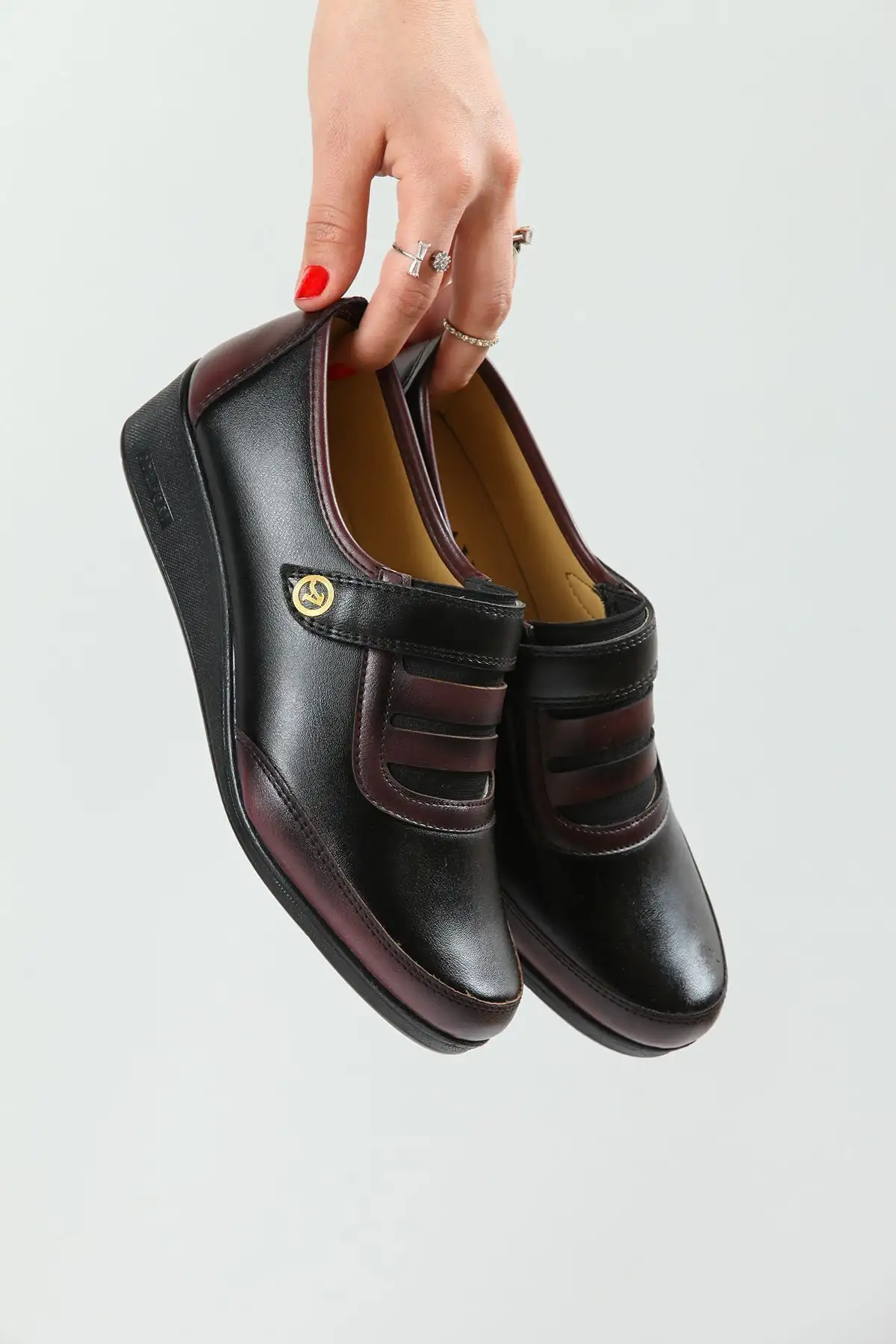 کفش کلاسیک زنانه بورگوندی کفش مادر ارتوپدی کفش مادر بالرین کفش راحتی زنانه مادر - 807