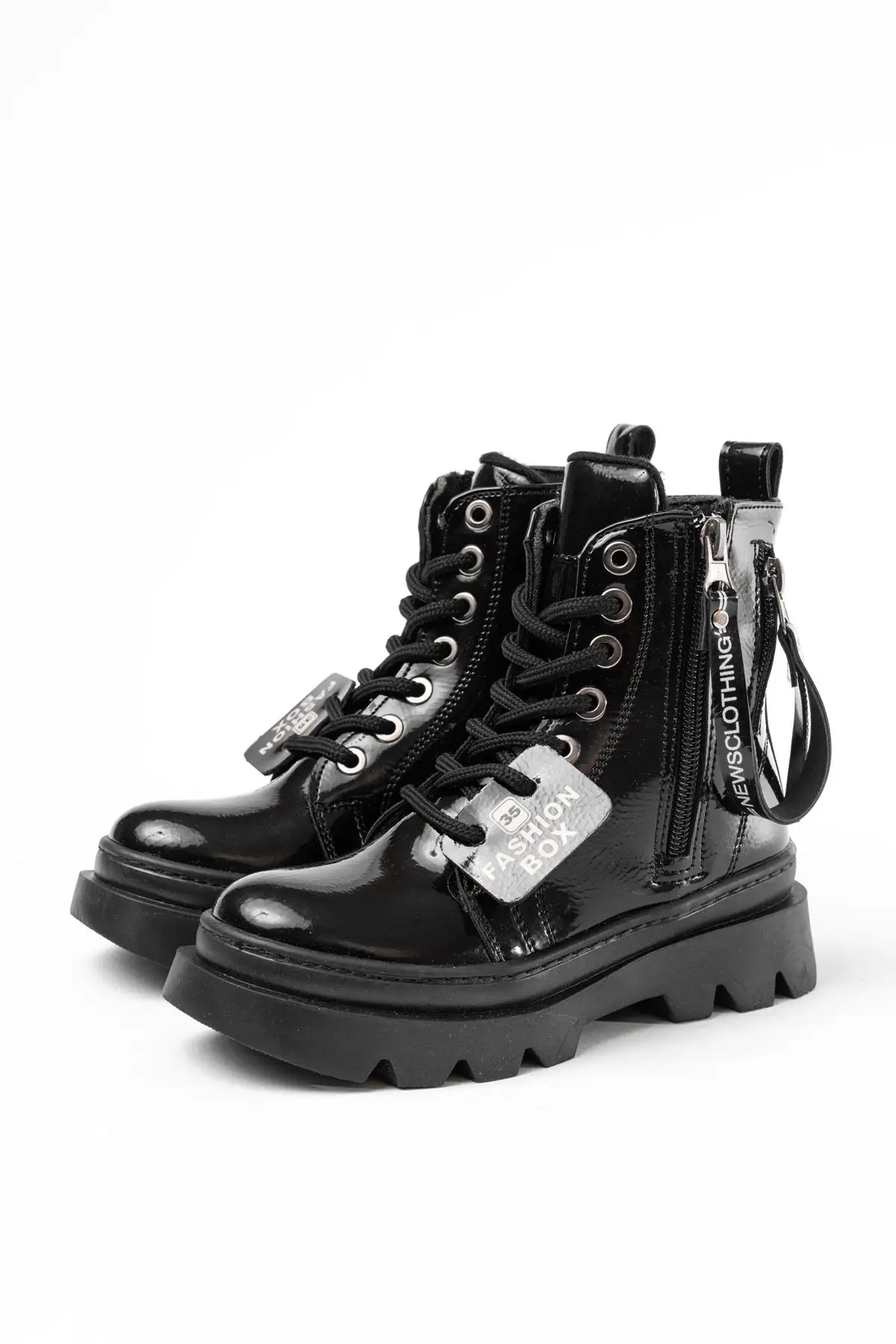 چکمه ضد آب دو زیپ چرم مشکی دخترانه - 182 چکمه ضد آب دو زیپ چرم مشکی دخترانه - 182