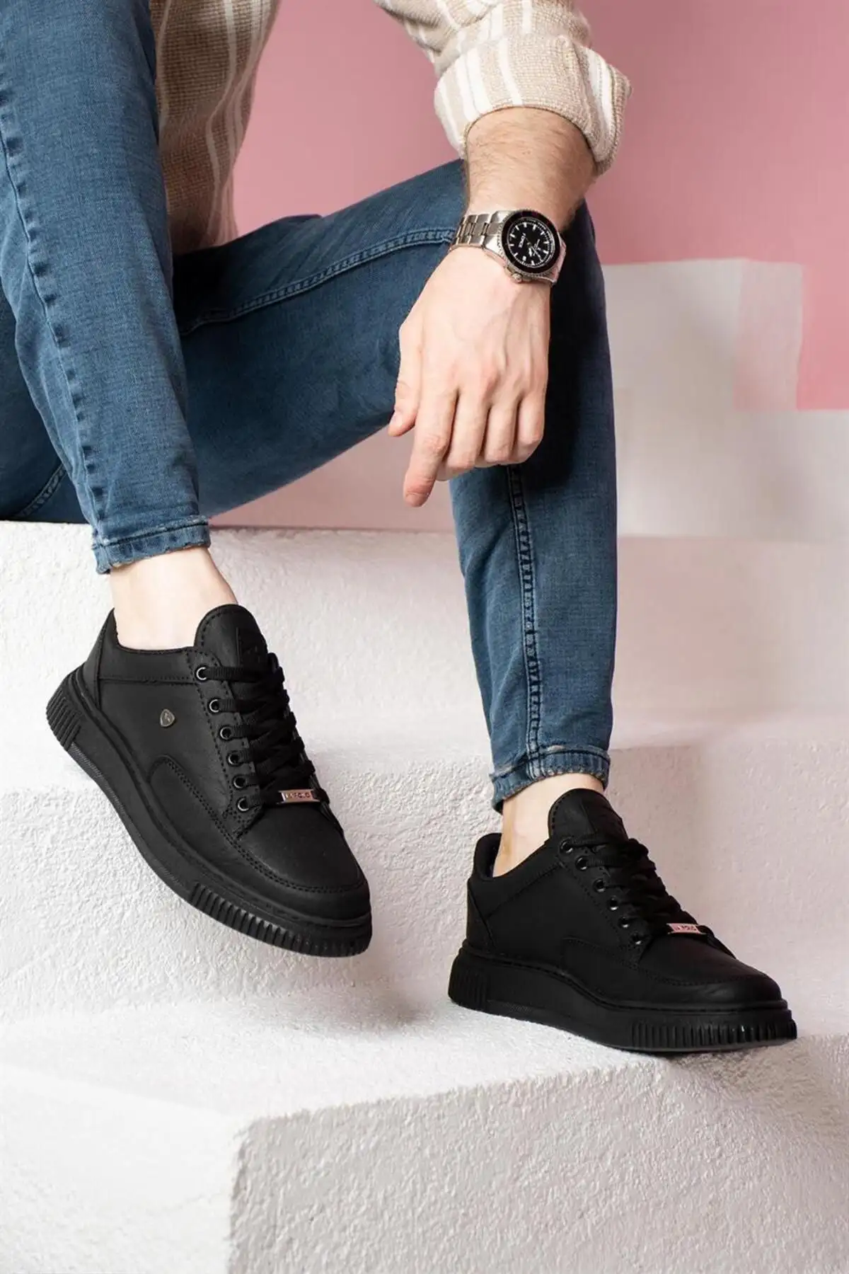 039 کفش اسپرت مردانه بند دار زیره مشکی رنگ مشکی - 477 039 کفش اسپرت مردانه بند دار زیره مشکی رنگ مشکی - 477