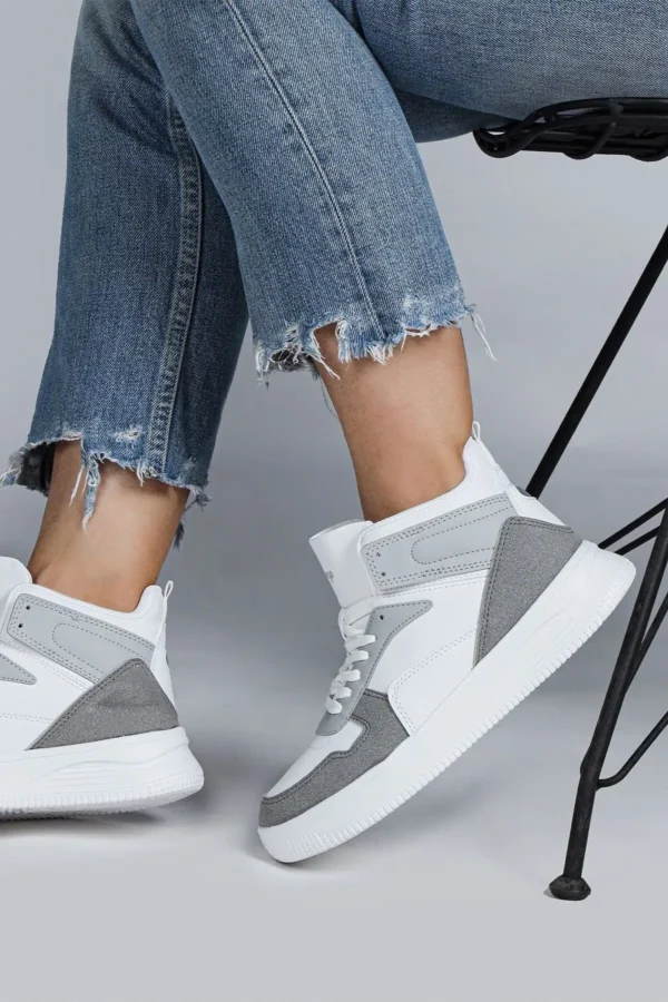 29100 High Top Grey - کفش کتانی زنانه سفید گاه به گاه اسپرت - 2