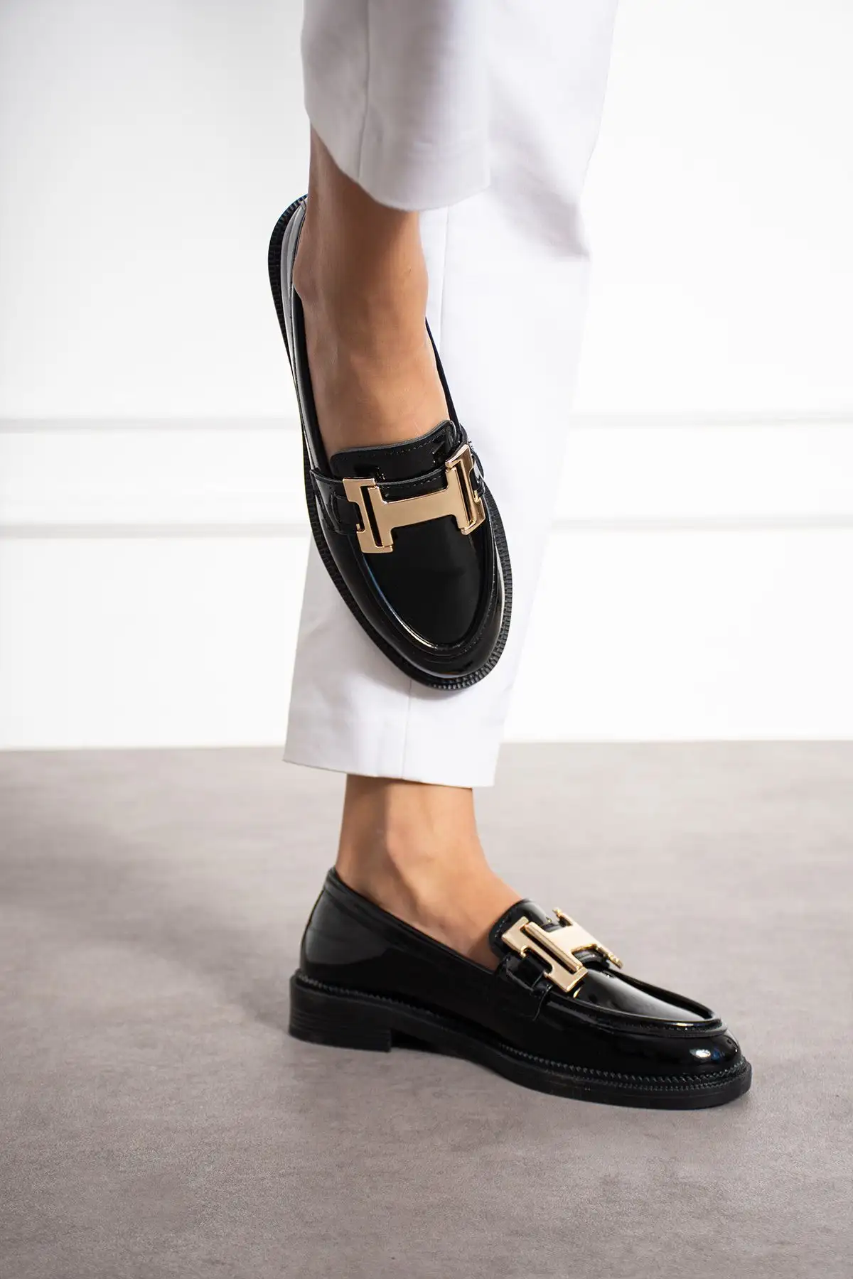 چرم مشکی زنانه راحت روزانه آکسفورد کالوانیزه کالوانیزه کفش کلاسیک لوفر با کیفیت - 856 چرم مشکی زنانه راحت روزانه آکسفورد کالوانیزه کالوانیزه کفش کلاسیک لوفر با کیفیت - 856