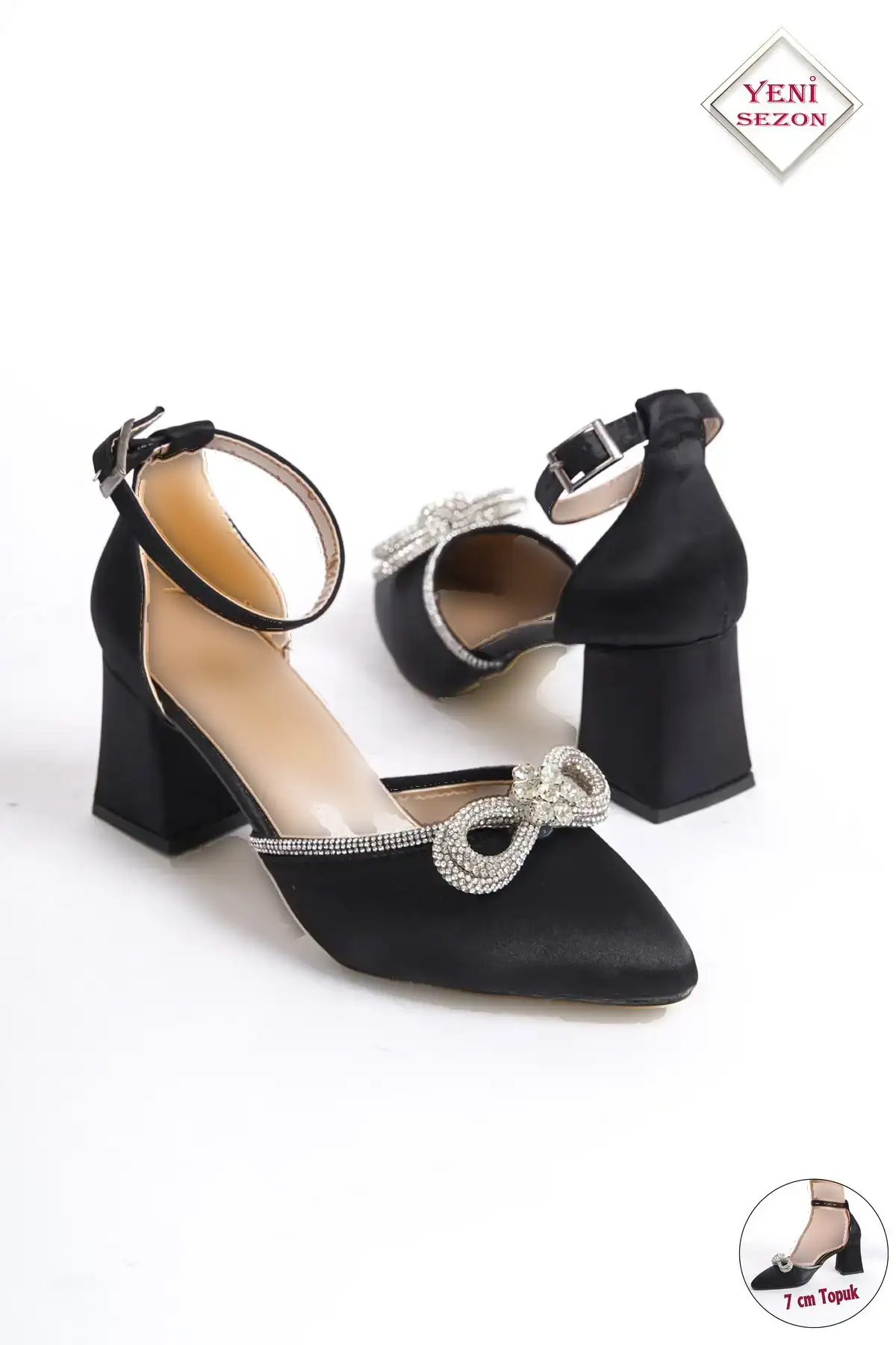 کفش پاشنه دار پاپیونی زنانه ساتن مشکی Rozza Bg1042-119-0019 - 431 کفش پاشنه دار پاپیونی زنانه ساتن مشکی Rozza Bg1042-119-0019 - 431