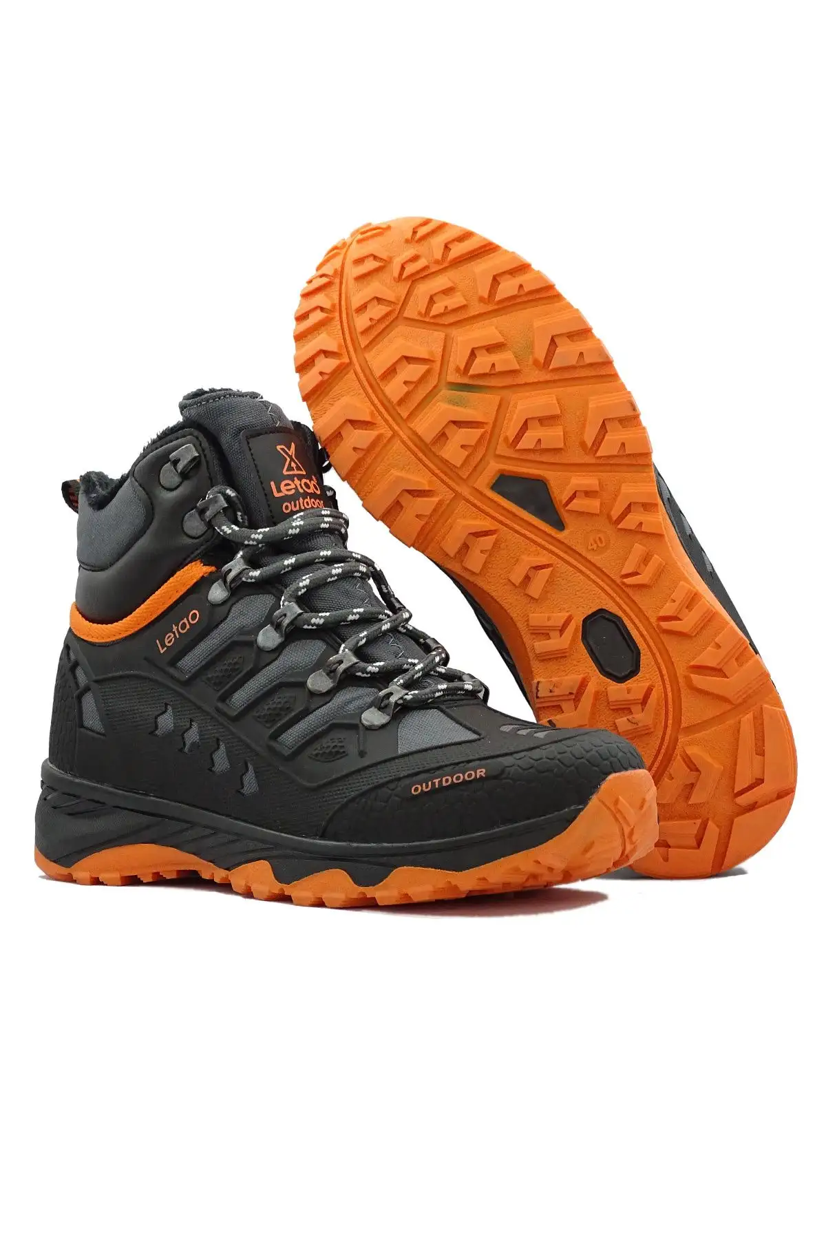 چکمه مردانه نارنجی مشکی ضد آب زیپ دار 8075 - 48 چکمه مردانه نارنجی مشکی ضد آب زیپ دار 8075 - 48