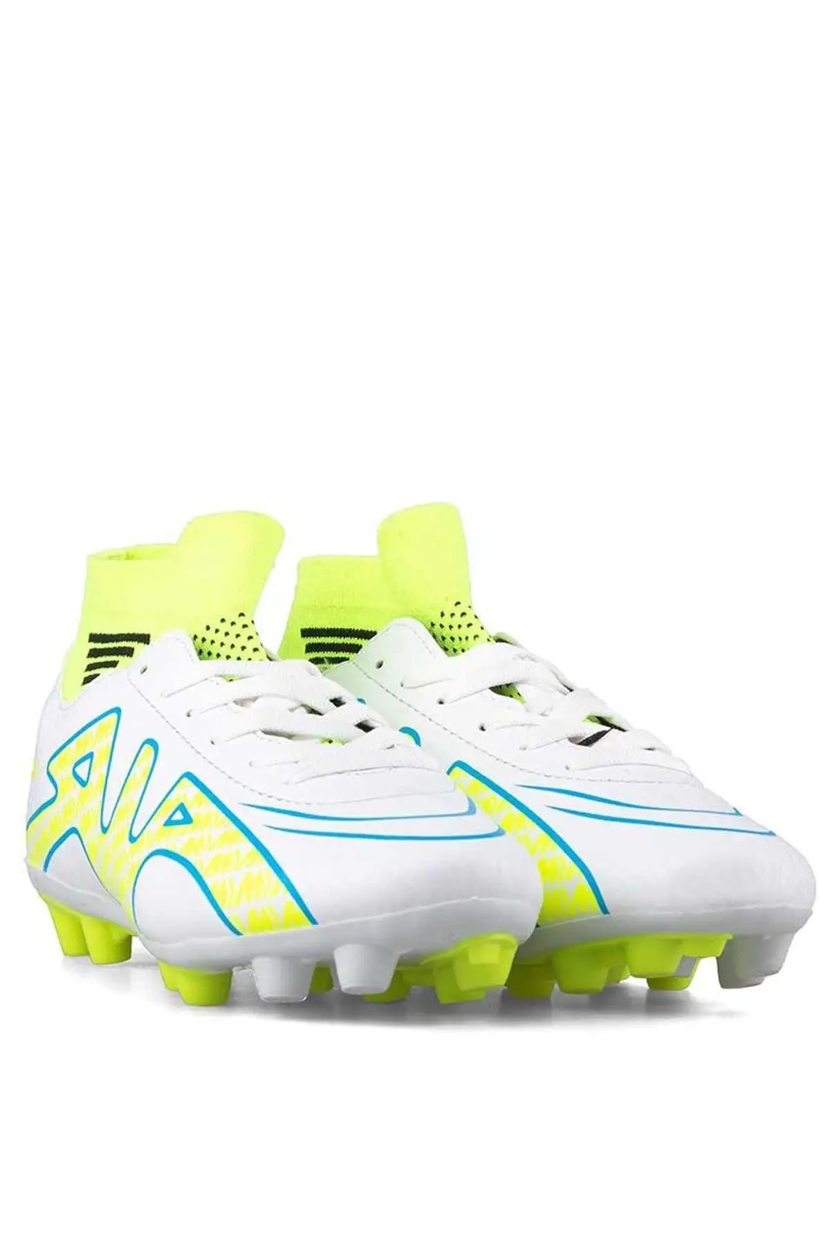 کفش فوتبال مردانه با جوراب Astroturf سفید/زرد - 883 کفش فوتبال مردانه با جوراب Astroturf سفید/زرد - 883