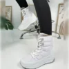 چکمه های برفی خزدار زنانه Daily White Bootie 815 - 1000 کف ضخیم زیپ دار بنددار
